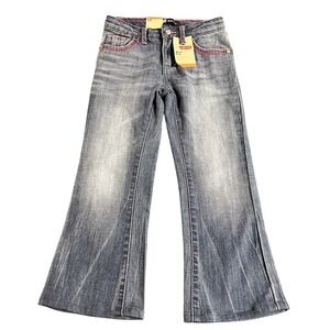 Levis Jeans Girls 6 Regular Boot Cut Pink Trim Embroidered Pockets New Denim